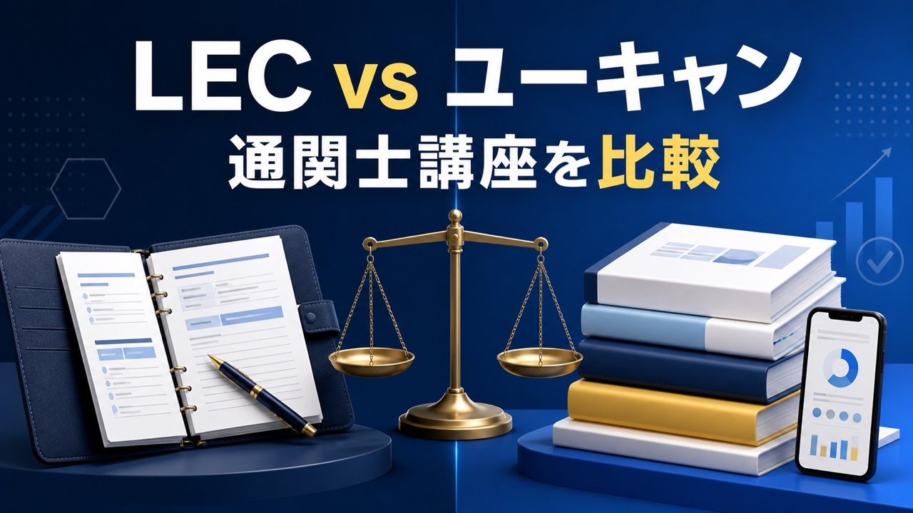 LECとユーキャンの通関士講座を比較するイメージ