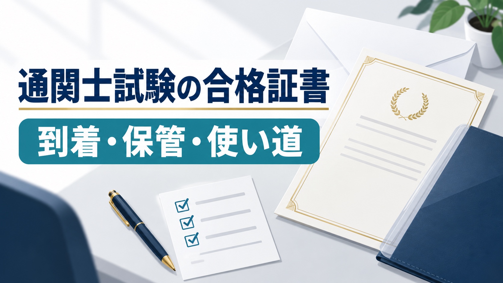 通関士試験の合格証書を受け取り保管して確認手続きに使うイメージ