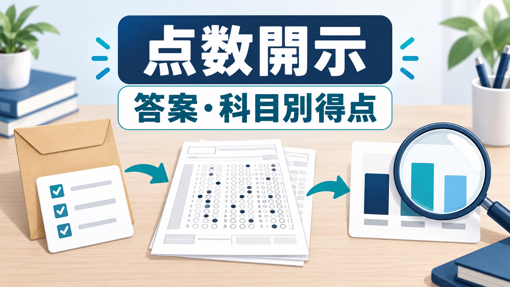 通関士試験の答案と科目別得点を開示請求して確認する流れのイメージ